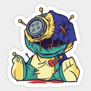 Creepy Voodoo Doll Cartoon Sticker